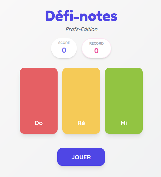 Défi-notes – jeu de mémoire auditive et visuelle (type Simon)