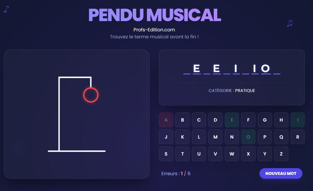 Pendu musical – vocabulaire et notions musicales