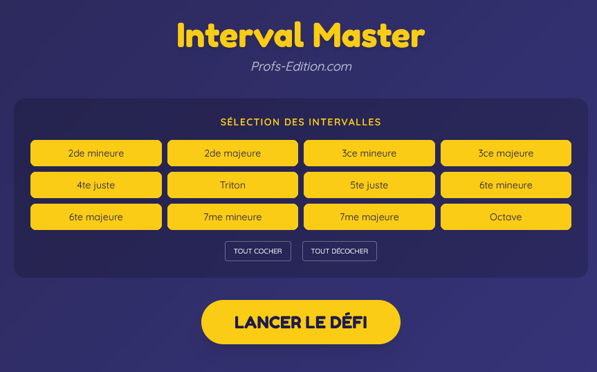 Interval Master – reconnaître les intervalles à l’oreille