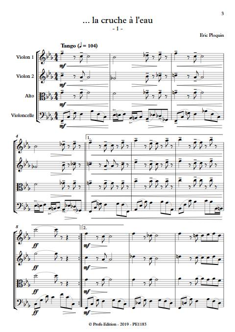 La cruche à l'eau - Quatuor à Cordes - PLOQUIN E. - Partition