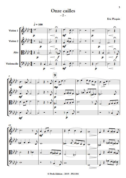 Onze cailles - Quatuor à Cordes - PLOQUIN E. - app.scorescoreTitle
