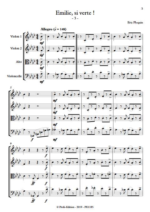 Emilie si verte - Quatuor à Cordes - PLOQUIN E. - Partition