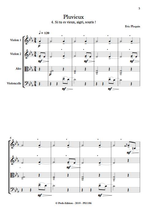 Pluvieux - Quatuor à Cordes - PLOQUIN E. - Partition
