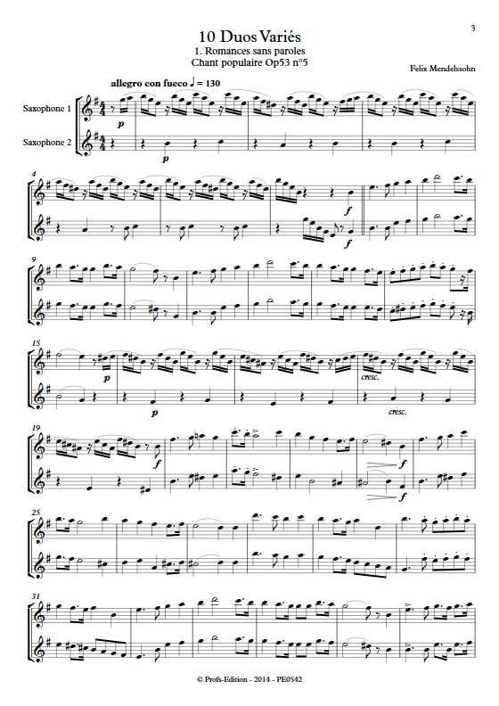 10 Duos Variés - Duo de Saxophones - DIVERS - Partition