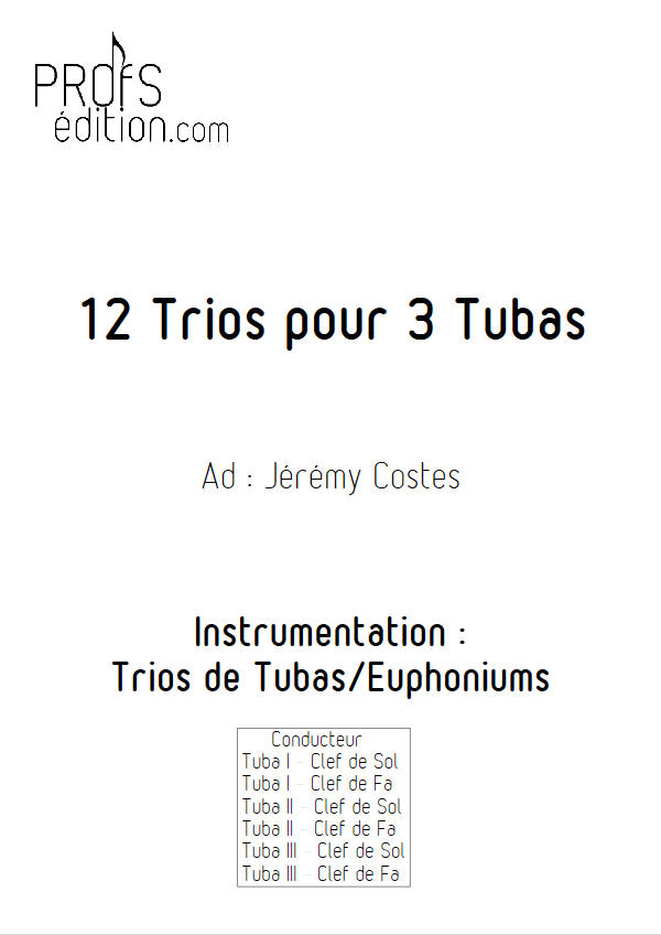 12 Trios pour Tubas - Trio Tubas - TRADITIONNEL - page de garde