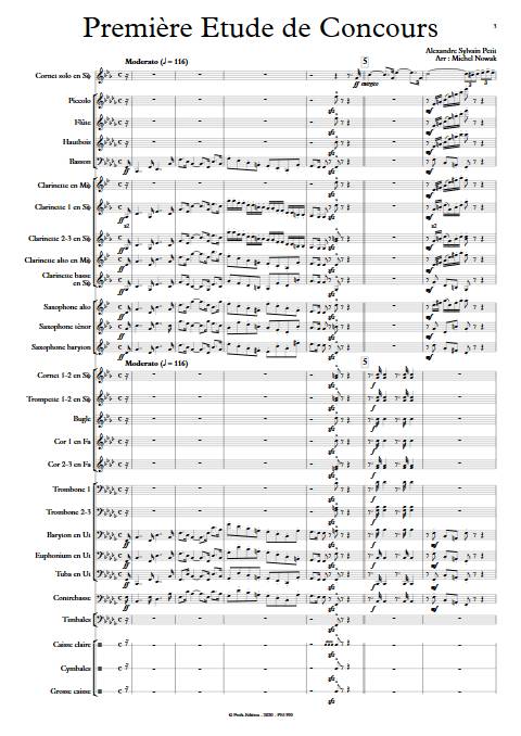 1ere étude de concours - Cornet et Orchestre d'Harmonie - PETIT A. S. - Partition