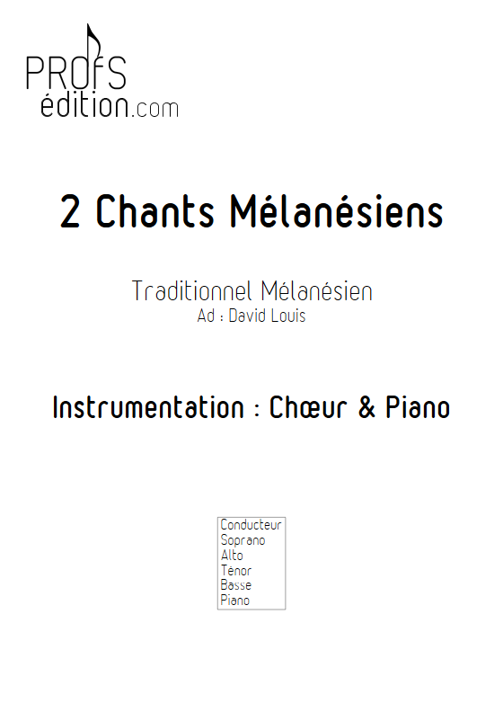 2 Chants Mélanésiens - Chœur et Piano - TRADITIONNEL - page de garde