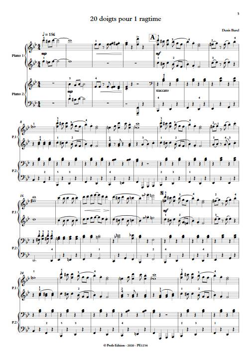 20 doigts pour 1 ragtime - Piano 4 mains - BUREL D. - Partition