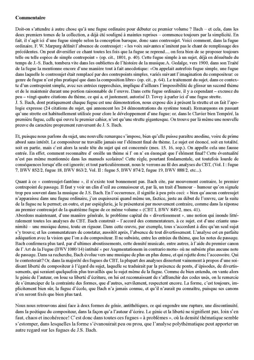 Clavier Bien Tempéré 1 BWV 846 - Analyse - CHARLIER C. - Fiche Pédagogique