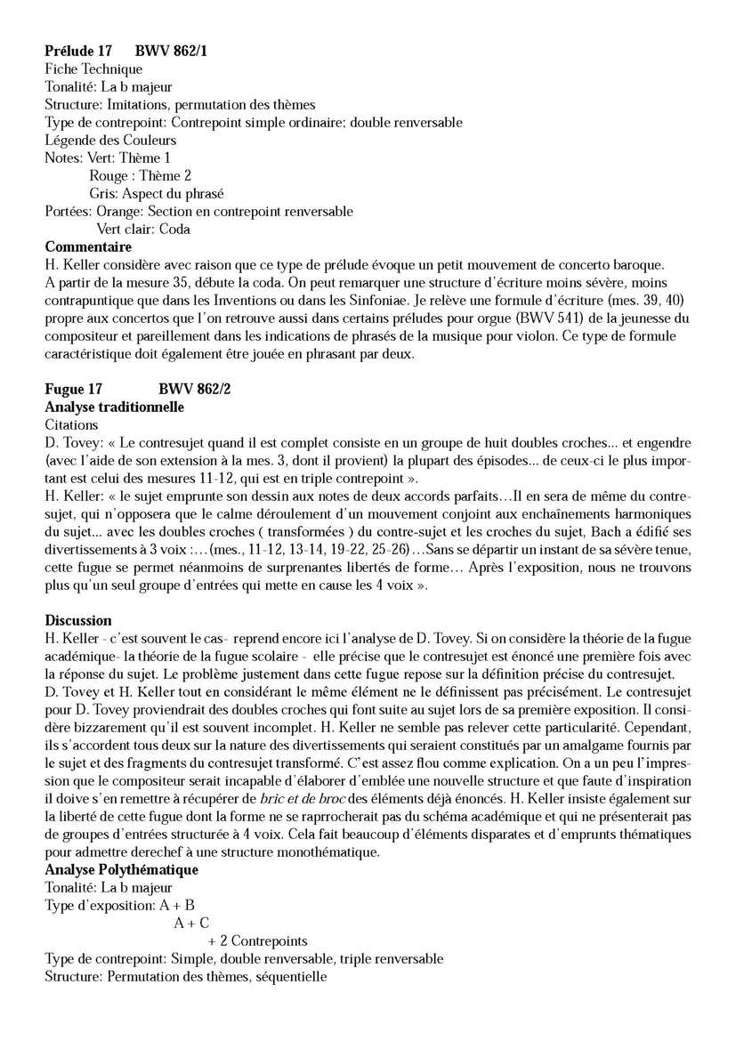 Clavier Bien Tempéré 1 BWV 862 - Analyse - CHARLIER C. - Fiche Pédagogique