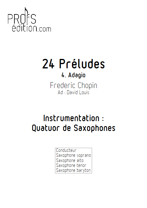 Largo - 24 Préludes - Quatuor de Saxophones - CHOPIN F. - page de garde