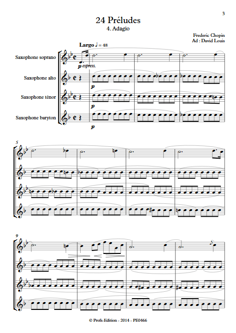 Largo - 24 Préludes - Quatuor de Saxophones - CHOPIN F. - app.scorescoreTitle