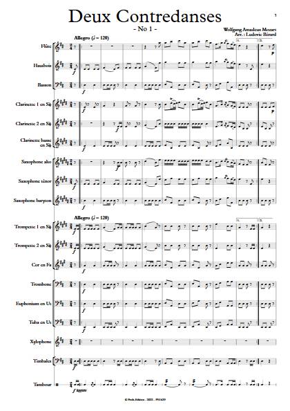 2 Contredanses - Orchestre d'Harmonie - MOZART W. A. - Partition