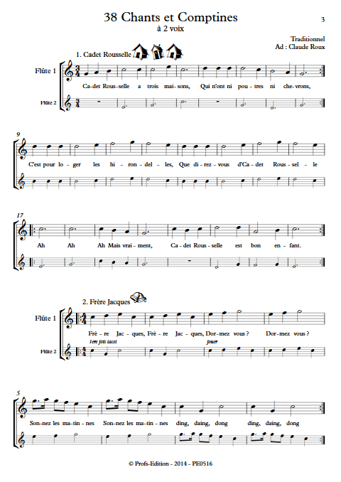 38 Chants et Comptines - Duos de Flûtes - TRADITIONNEL - app.scorescoreTitle