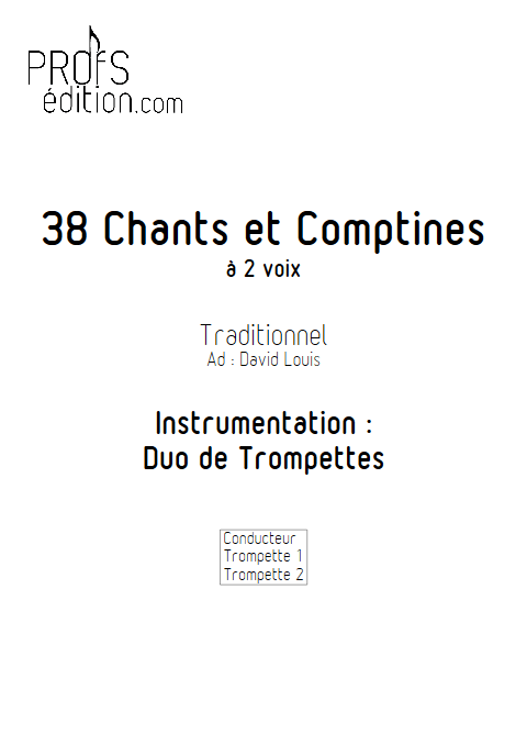 38 Chants et Comptines - Duos de Trompette - TRADITIONNEL - page de garde