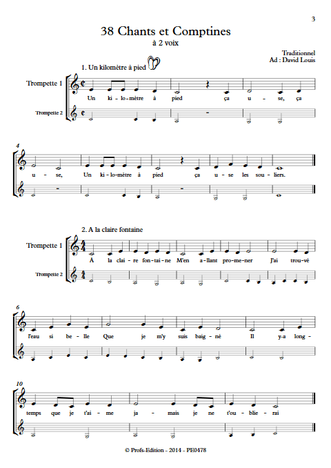 38 Chants et Comptines - Duos de Trompette - TRADITIONNEL - app.scorescoreTitle