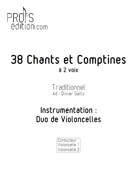 38 Chants et Comptines - Duos de Violoncelles - TRADITIONNEL - page de garde