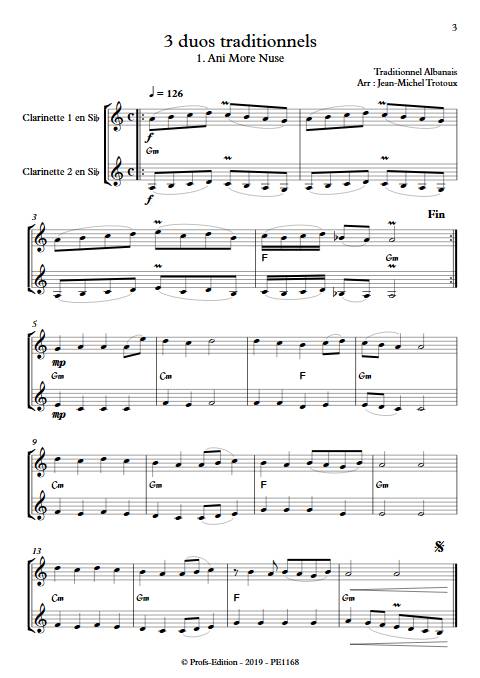3 Duos - Duos de Clarinettes - TRADITIONNEL - Partition