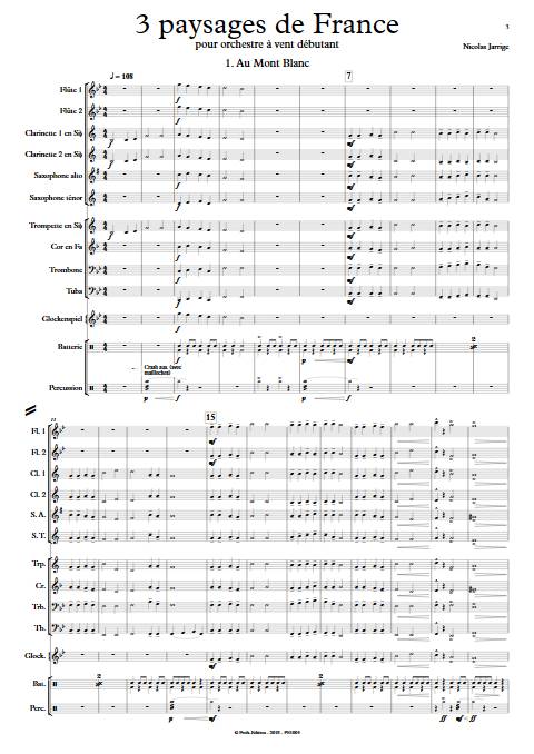 3 Paysages de France - Orchestre d'Harmonie - JARRIGE N. - Partition