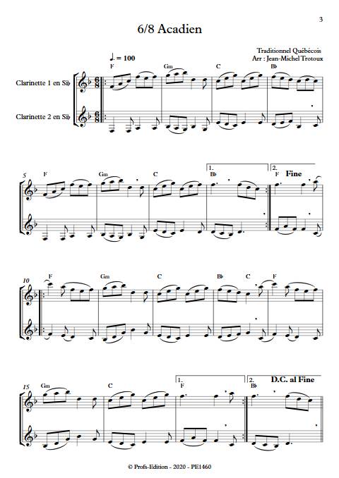 3 Gigues Québécoises - Duo de Clarinettes - TRADITIONNEL QUÉBÉCOIS - Partition