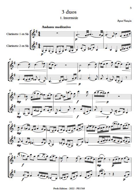 3 duos - Duo de Clarinettes - VANCIN A. - Partition