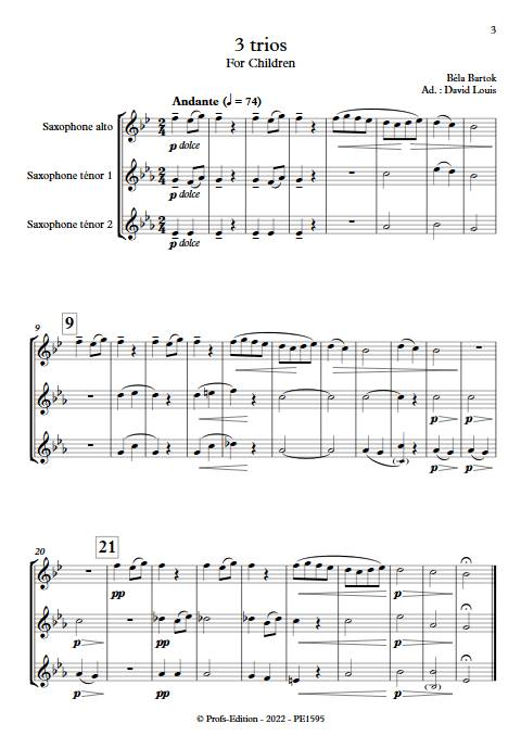 3 Trios (Children's song) - Trio de saxophones - BARTOK B. - app.scorescoreTitle
