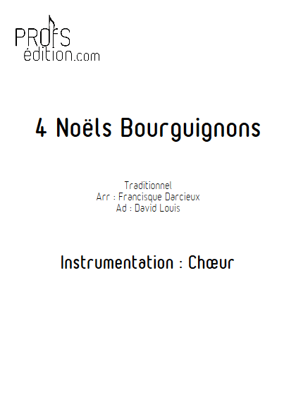 4 Noëls Bourguignons - Chœur seul - TRADITIONNEL - page de garde