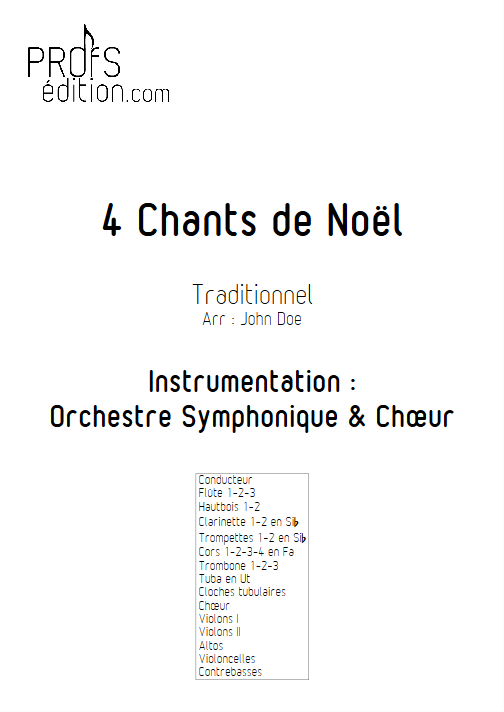 4 Chants de Noël - Orchestre Symphonique & Chœur - TRADITIONNEL - page de garde