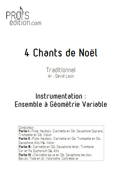 4 Chants de Noël - Ensemble à Géométrie Variable - TRADITIONNEL - page de garde