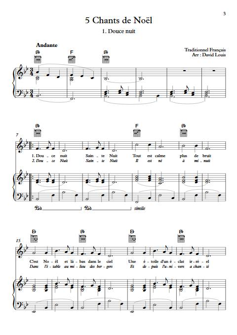 5 Chants de Noël - Piano Voix - TRADITIONNEL - Partition