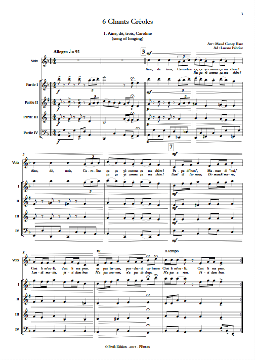 6 Chants Créoles - Ensemble Variable - TRADITIONNEL CREOLE - app.scorescoreTitle