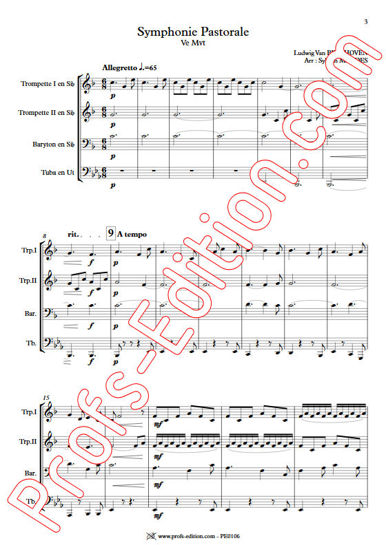 Symphonie N°6 (5e Mvt) - Quatuor de Cuivres - BEETHOVEN L. V. - app.scorescoreTitle