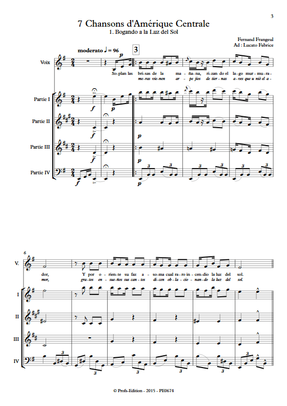 7 Chansons d'Amérique centrale - Ensemble Variable - TRADITIONNEL - Partition