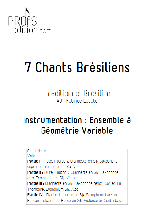 7 chants brésiliens - Ensemble Variable - TRADITIONNEL - page de garde