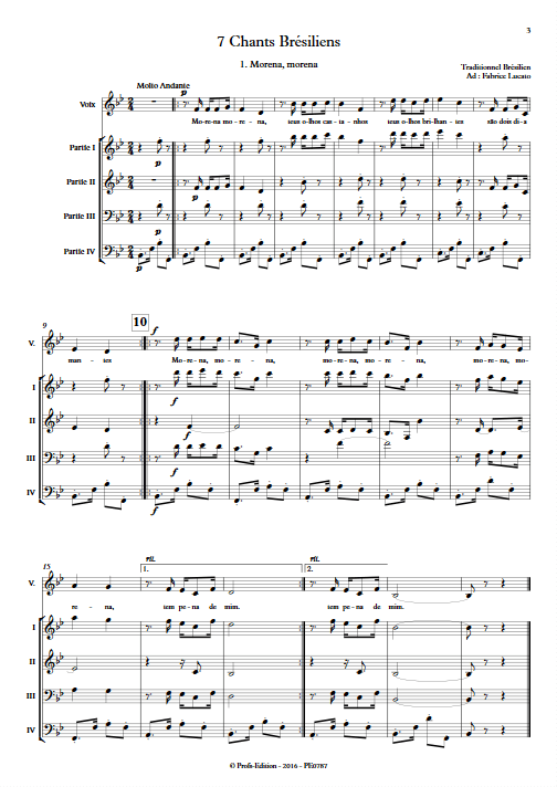 7 chants brésiliens - Ensemble Variable - TRADITIONNEL - Partition