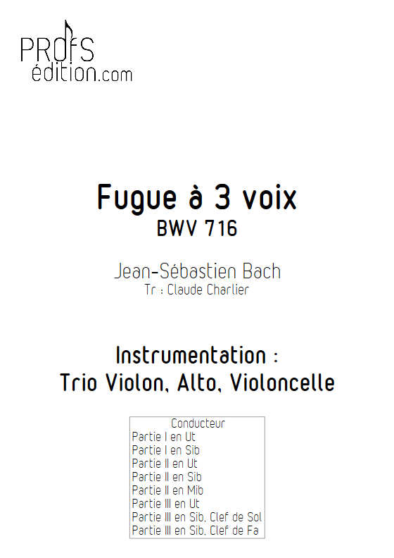 Choral BWV 716 - Trio - BACH J. S. - page de garde