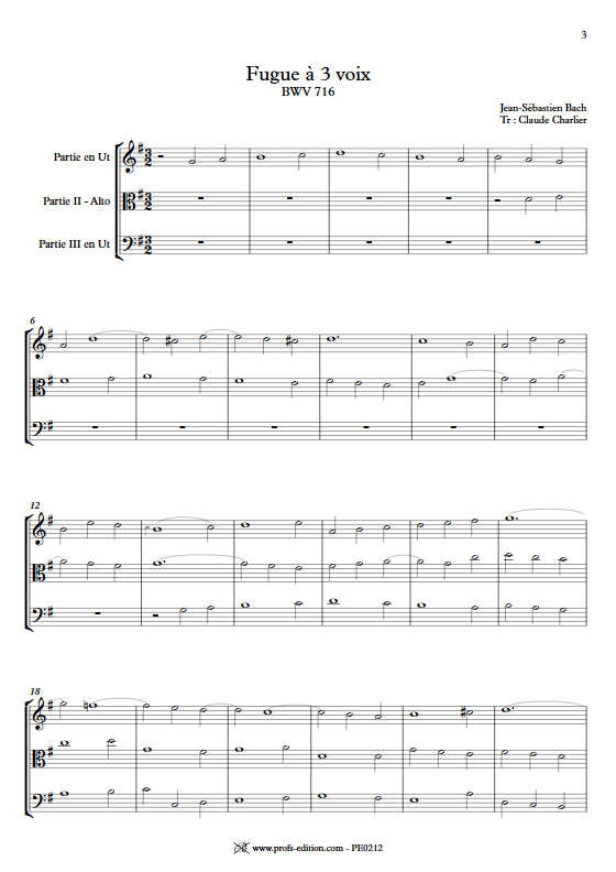 Choral BWV 716 - Trio - BACH J. S. - Partition