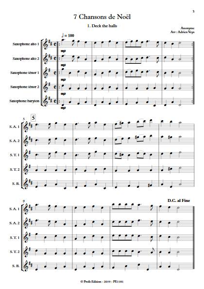 7 Chansons de Noël - Quintette de Saxophones - TRADITIONNEL - app.scorescoreTitle