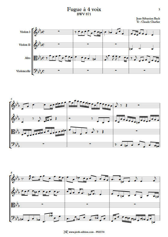 Clavier bien tempéré BWV 871 - Quatuor à Cordes - BACH J. S. - app.scorescoreTitle