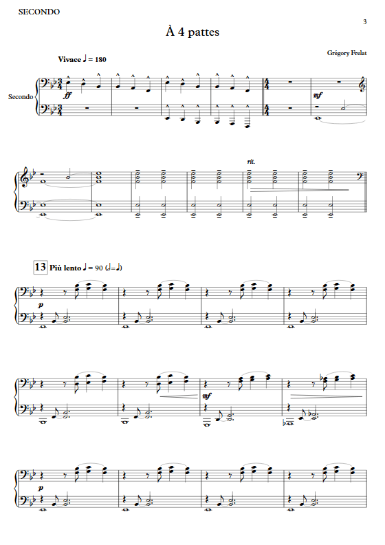 A 4 pattes - Piano 4 Mains - FRELAT G. - Partition
