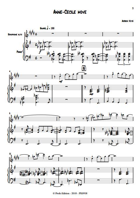 Anne-Cécile move - Duo Saxophone Piano - VEYS A. - Partition