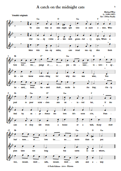A catch on the midnight cats - Chœur 3 voix égales - WISE M. - app.scorescoreTitle