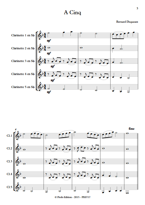 A cinq - Quintette de Clarinettes égales - DEQUEANT B. - app.scorescoreTitle