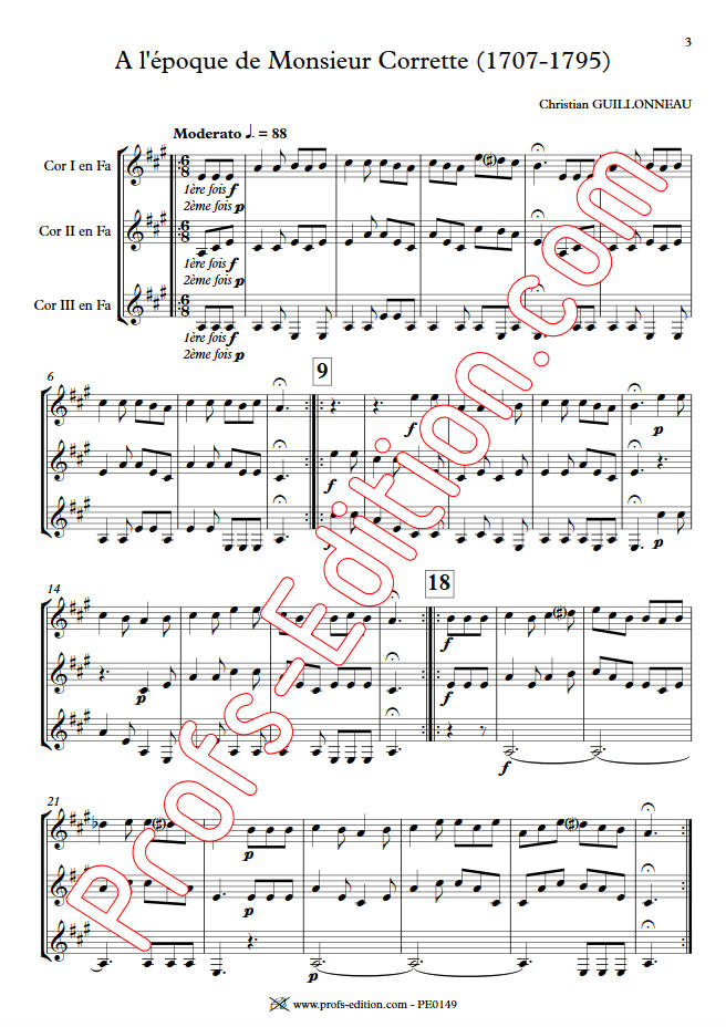 A l'époque de Mr Corrette - Trio Cors - GUILLONNEAU C. - app.scorescoreTitle