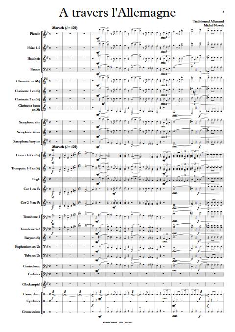 A travers l'Allemagne - Orchestre d'Harmonie - TRADITIONNEL ALLEMAND - Partition