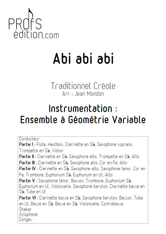 Abi abi abi - Ensemble Variable - TRADITIONNEL CREOLE - page de garde