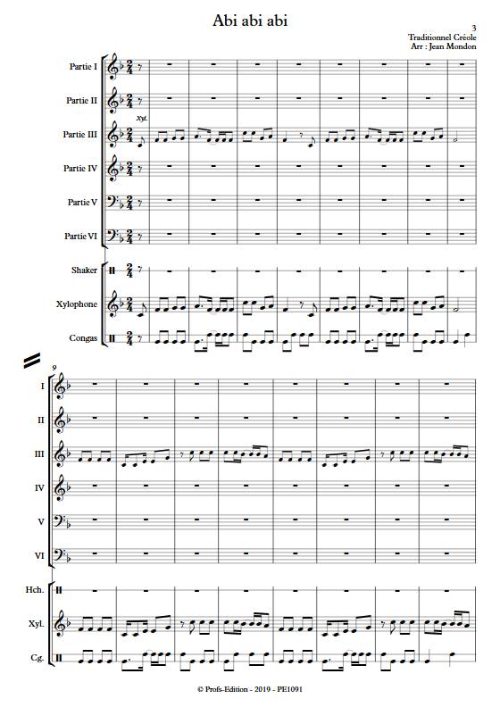 Abi abi abi - Ensemble Variable - TRADITIONNEL CREOLE - app.scorescoreTitle