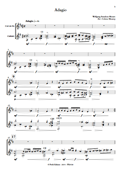 Adagio - Cor d'harmonie et Guitare et Guitare - MOZART W. A. - Partition