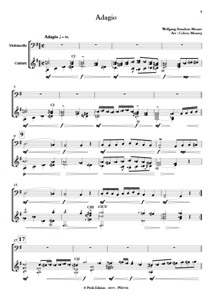 Adagio - Violoncelle et Guitare et Guitare - MOZART W. A. - Partition