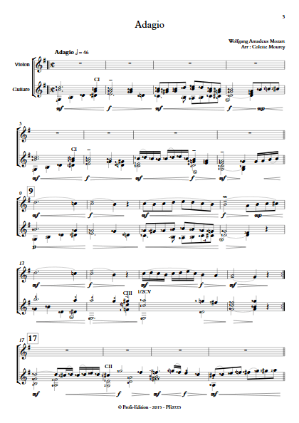 Adagio - Violon et Guitare et Guitare - MOZART W. A. - Partition